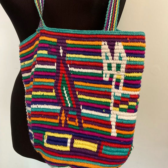 Vintage 90s Embroidered Guatemalan Textile Maya Mexico Art Purse Bag Birds - Picture 4 of 9